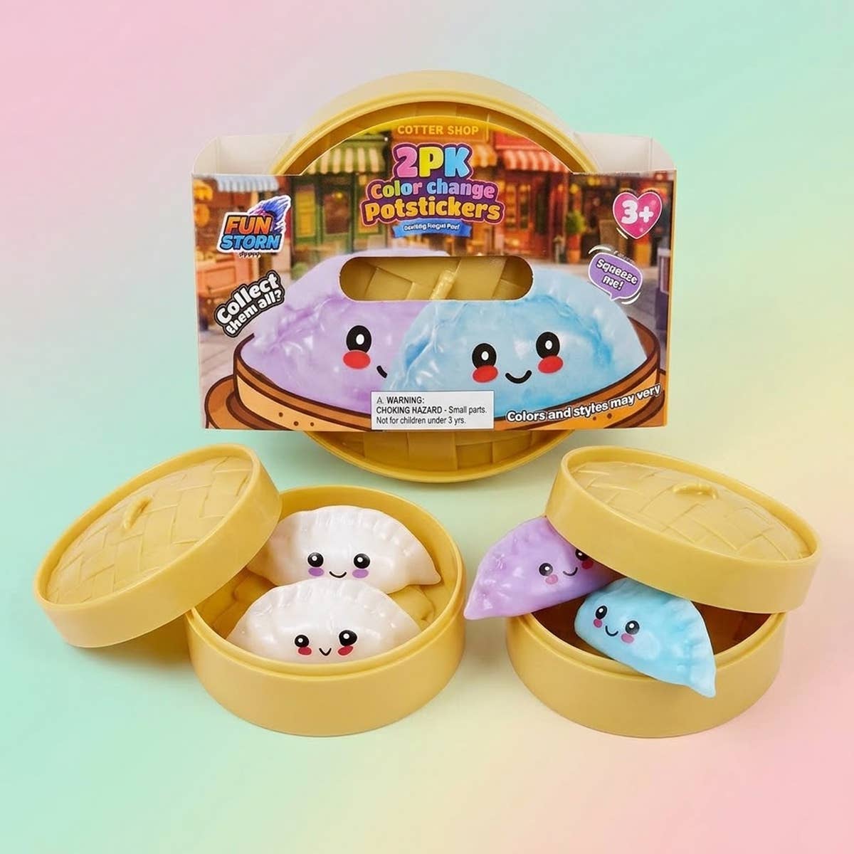2PK UV Sunlight Color Change Potstickers Squishy in Steamer