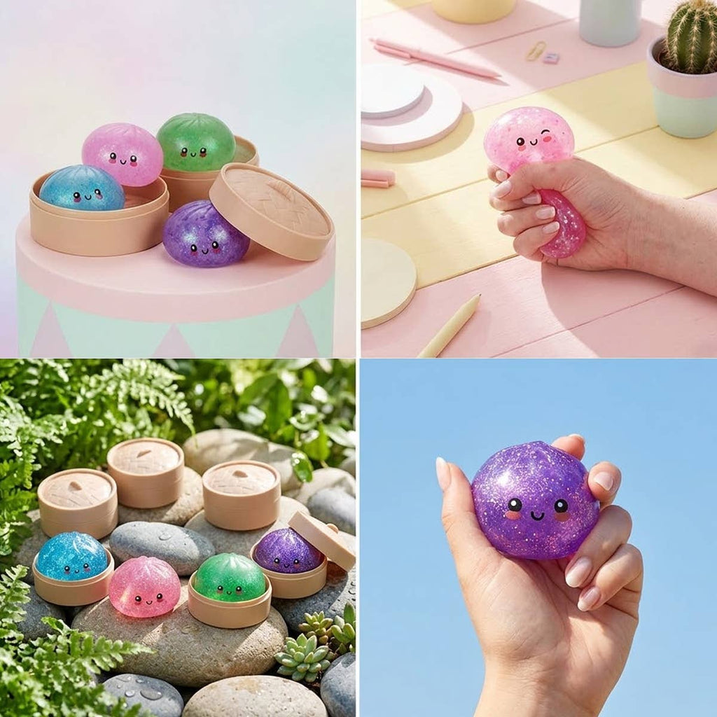 Fun Storm Glitter Dumpling with Face in Steamer