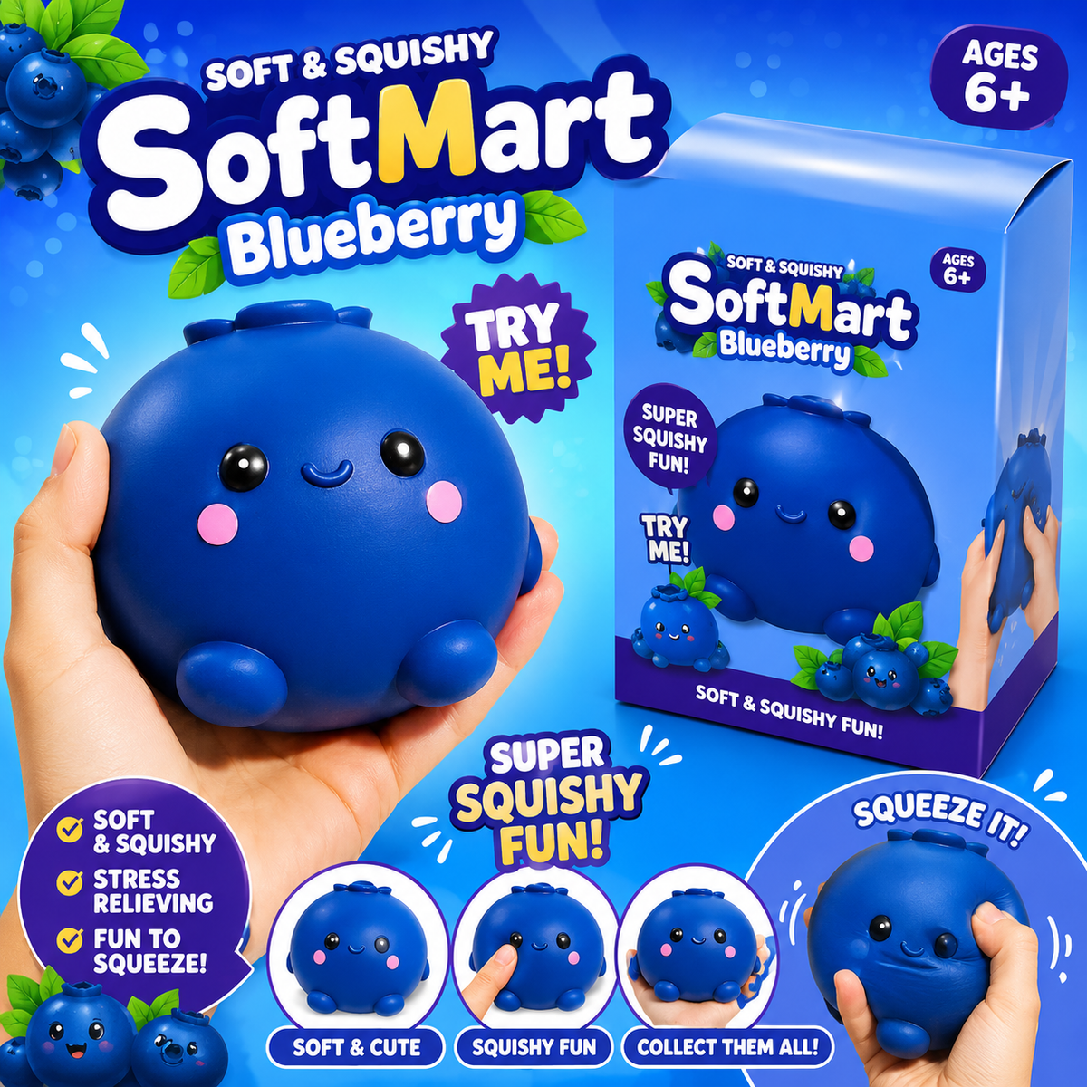 SoftMart Jumbo Blueberry Squishy
